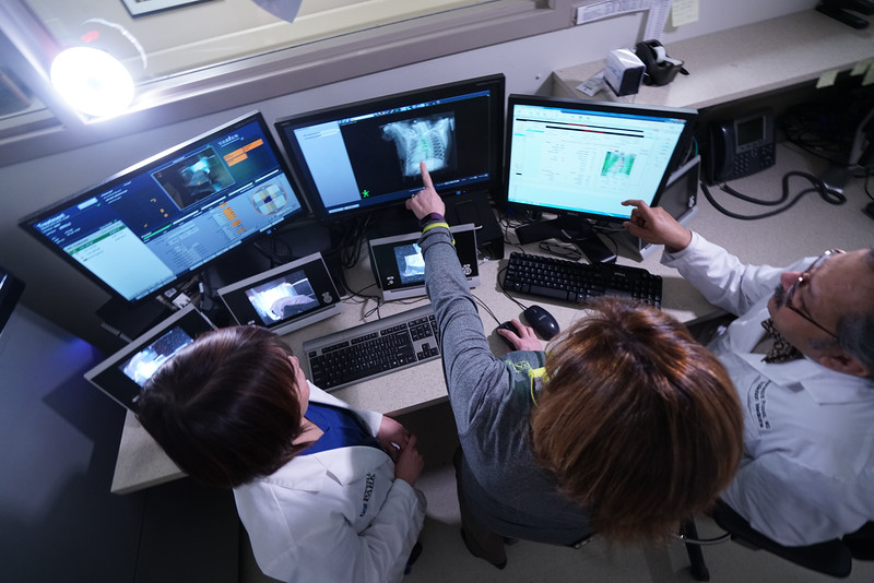 Radiation Medicine team viewing scan results