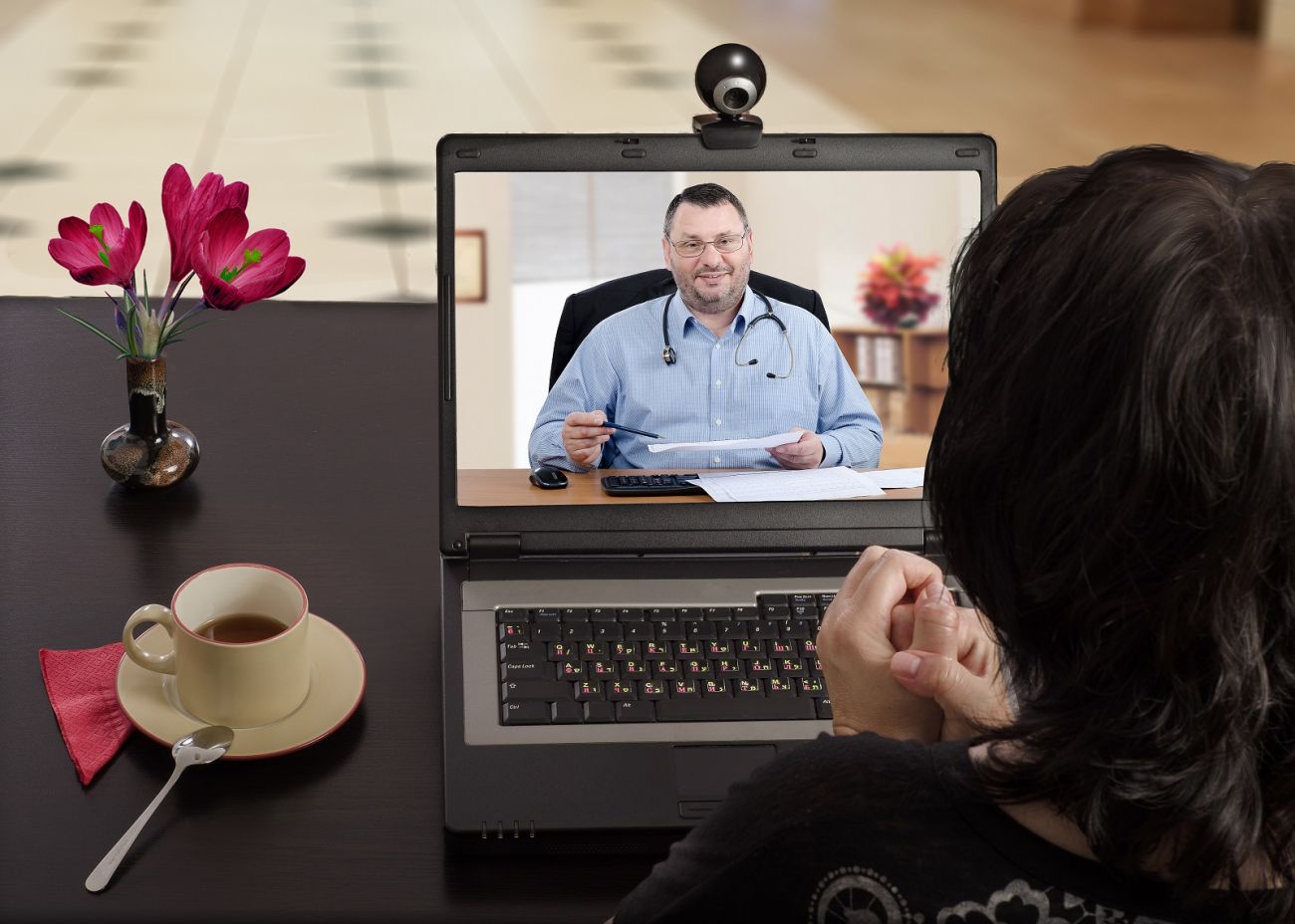 virtual doctor visit with woman
