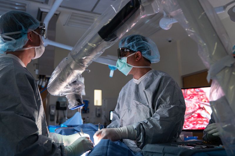 Doctors at Roswell Park using the Orbeye system