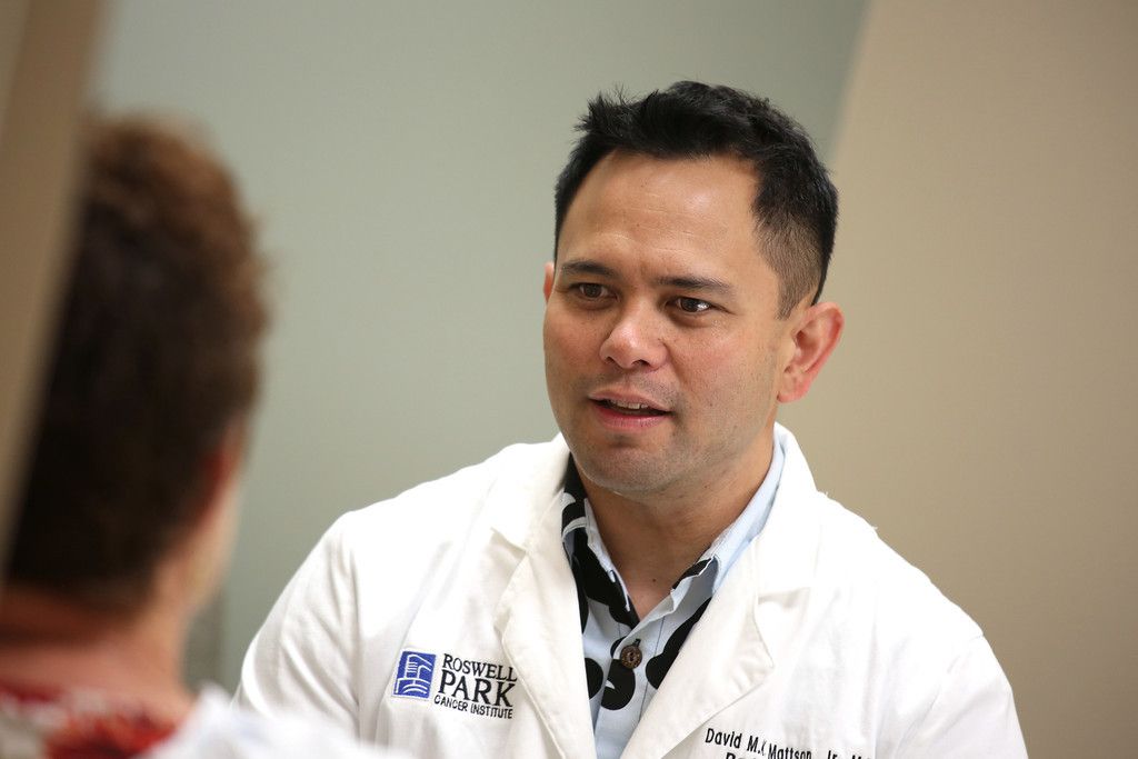 Dr. Mattson talking with a patient