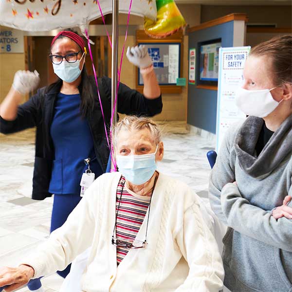 Visitors and Patients wearing masks
