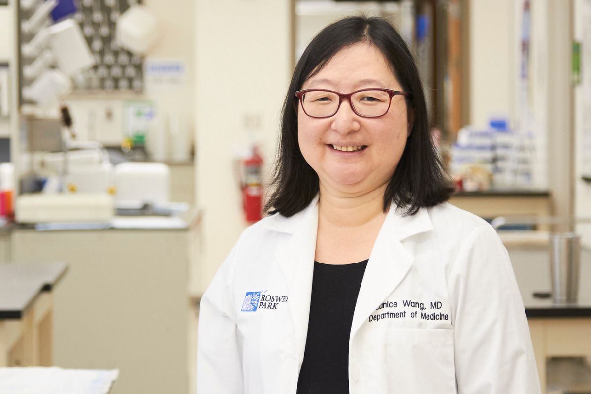Dr. Eunice Wang in the lab.