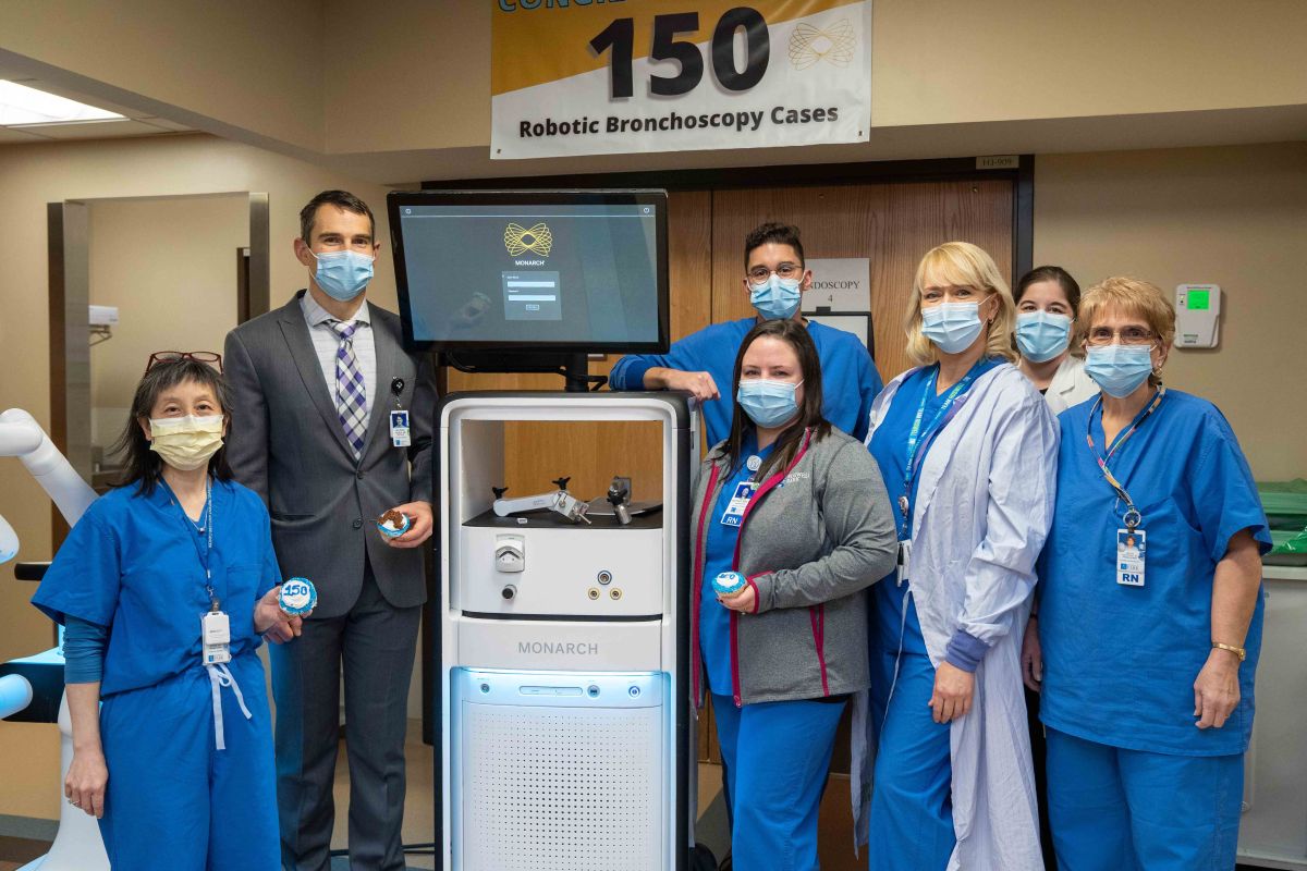 interventional pulmonology team celebrates 150th case.