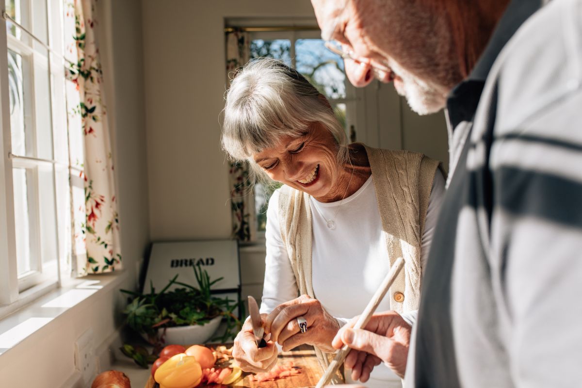 Couple making a meal together