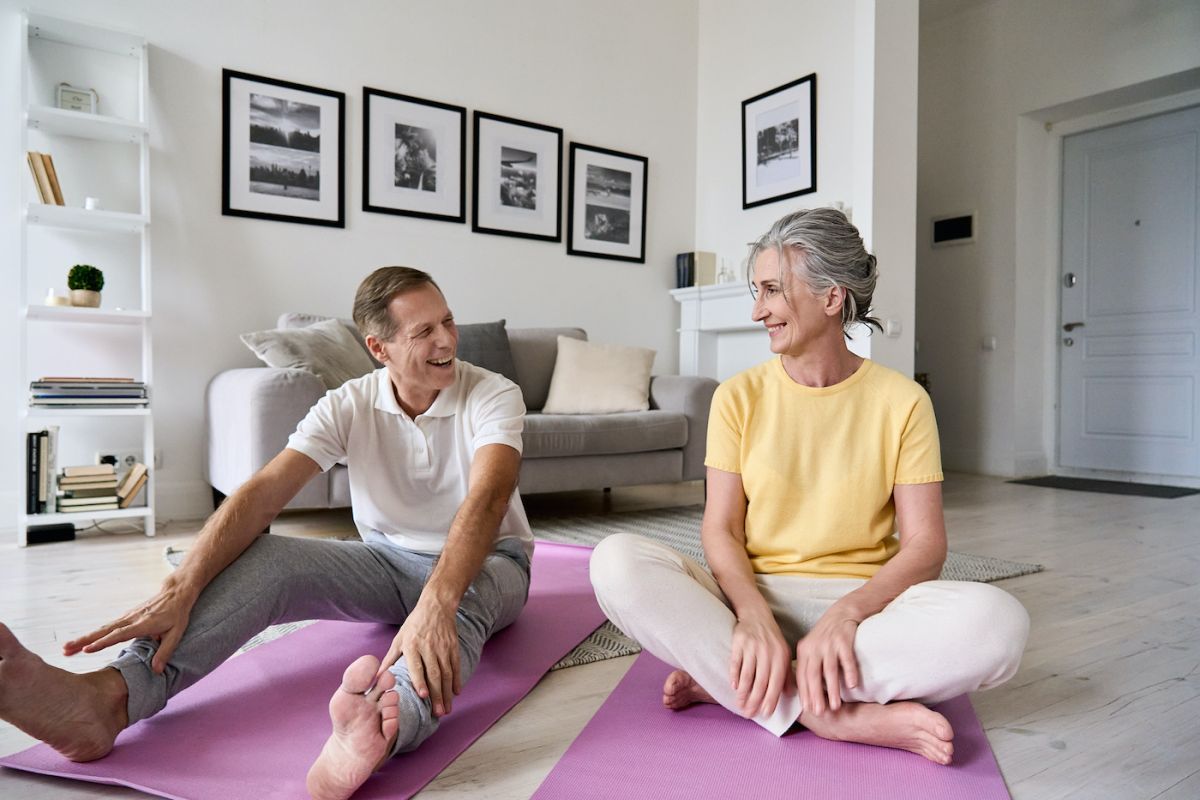 Couple doing yoga together