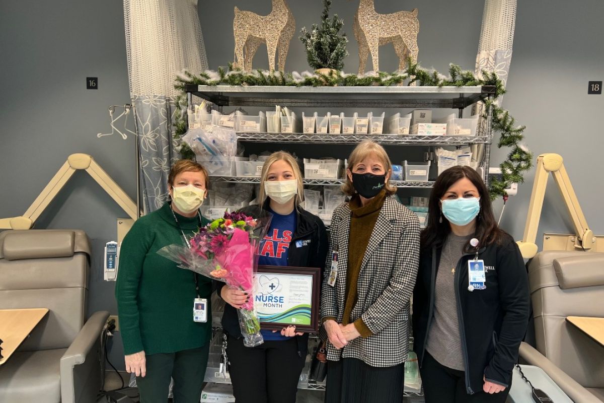 Rose Yartz, second from left, was named Nurse of the Month for January and received her award from nursing supervisors and Roswell Park CEO Candace Johnson.