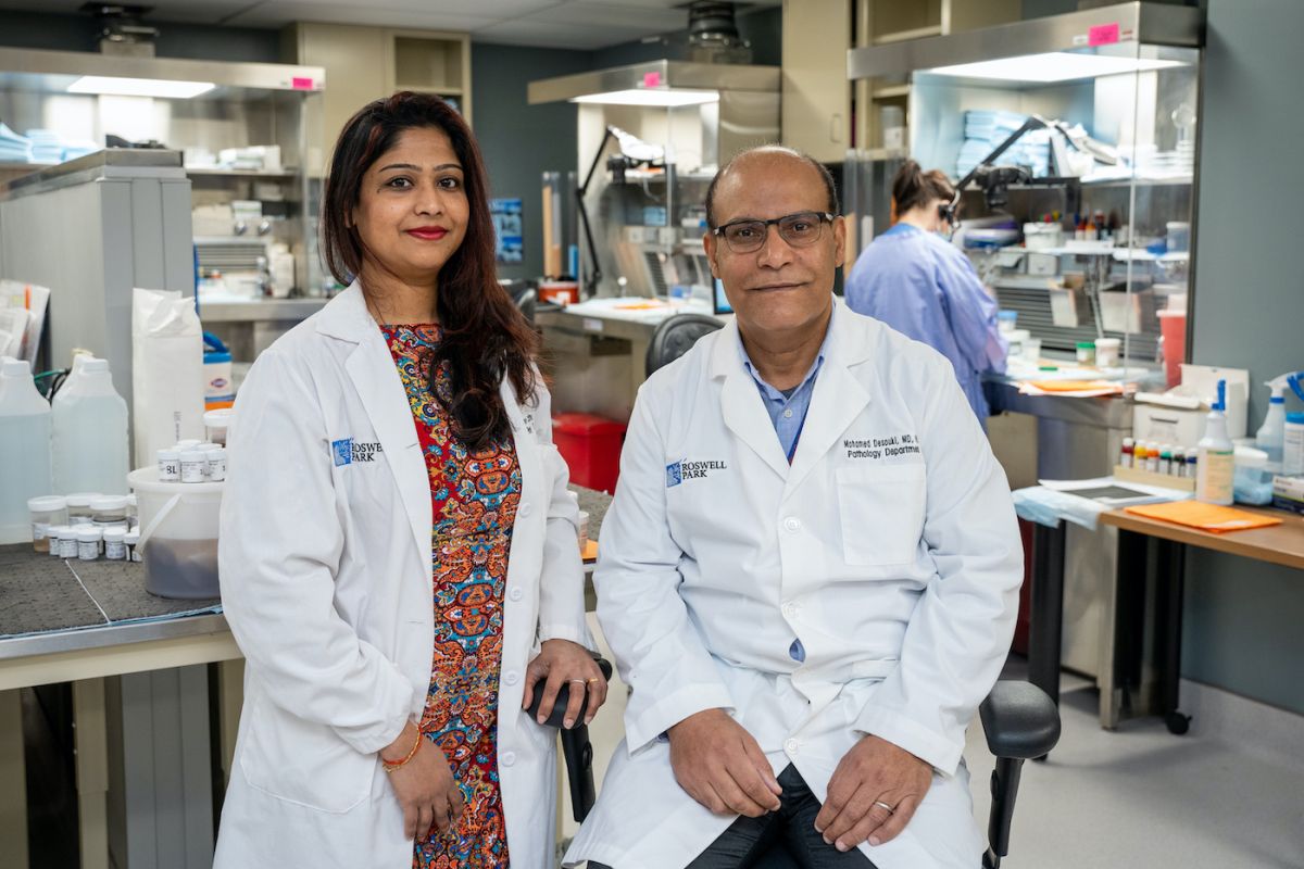 Devi Jeyachandran, MD, and Mohamed Desouki, MD, PhD, are the gynecological pathologists at Roswell Park Comprehensive Cancer Center. 