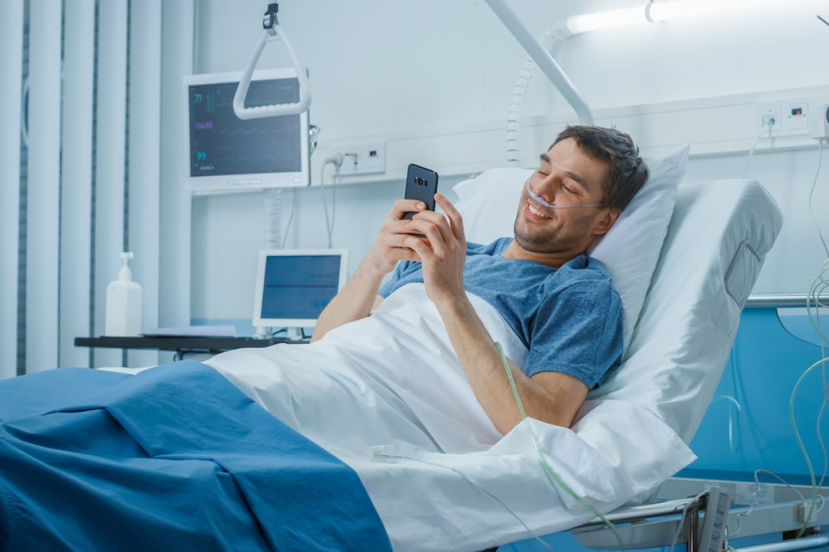 photo of inpatient using phone