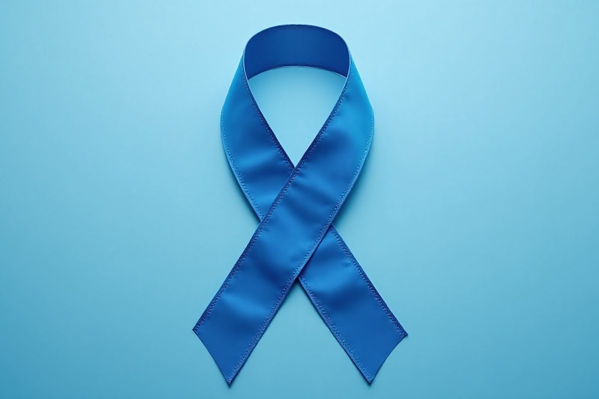 Blue Colorectal Cancer Awareness Ribbon