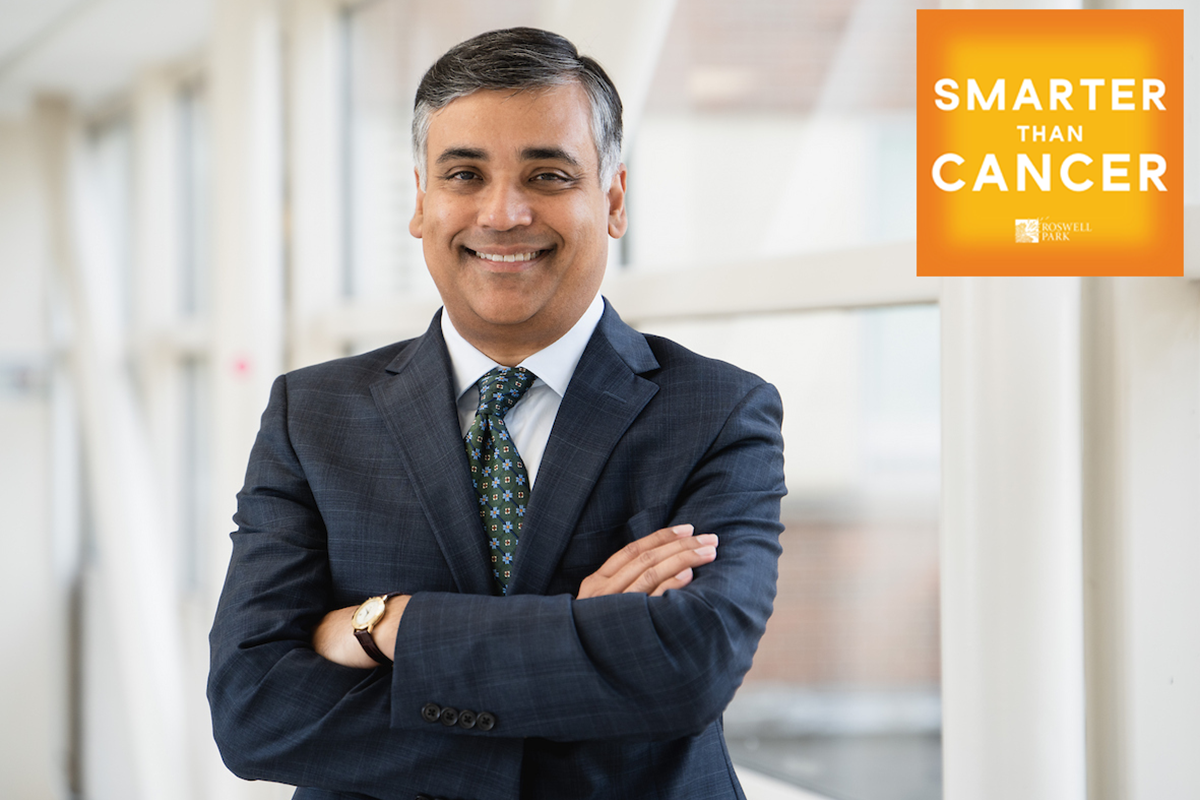 Dr. Anurag Singh headshot with Smarter than Cancer logo in the corner of the photo