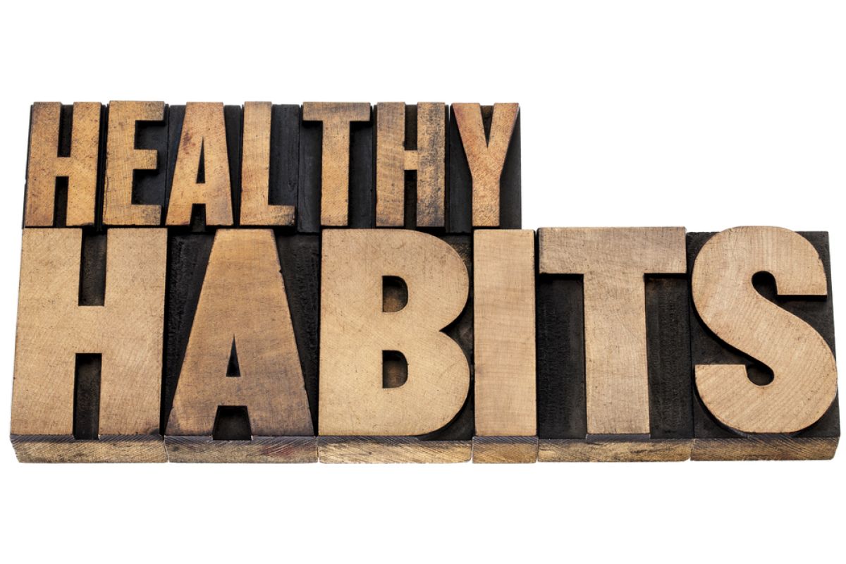 Letters arranged to spell "healthy habits"