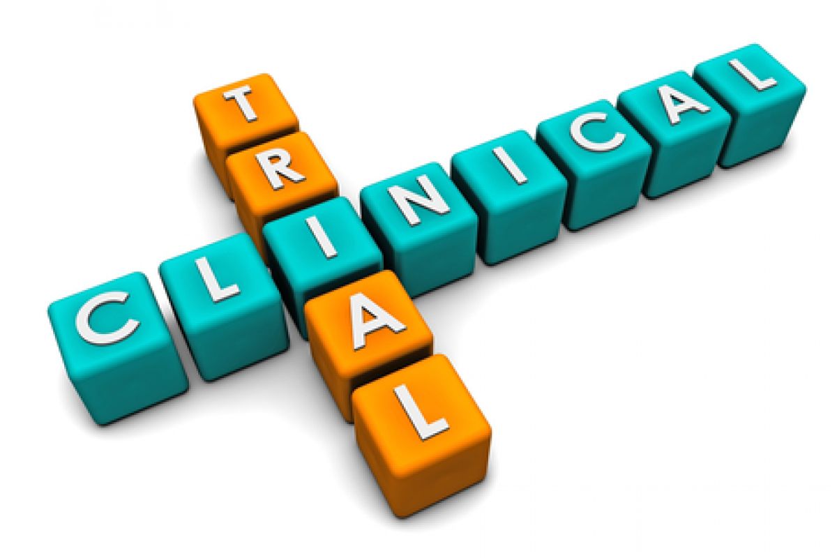Letters on blocks arranged to spell "clinical trial"