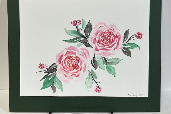 Watercolor of a rose made in the Art Heals studio