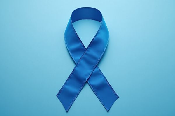 Blue Colorectal Cancer Awareness Ribbon