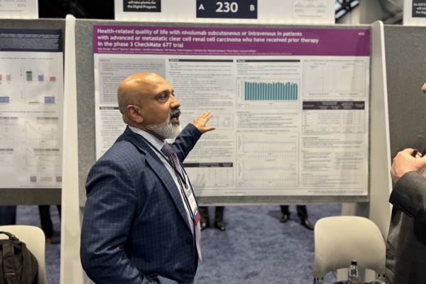 Man presents findings to group