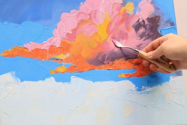 Pallet knife painting that takes place in the Art Heals Gallery