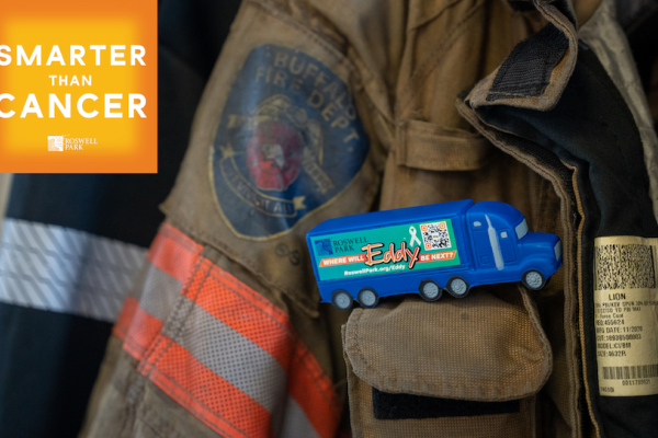 Buffalo Fire Department jacket with EDDY truck in pocket and Smarter Than Cancer logo in right corner 