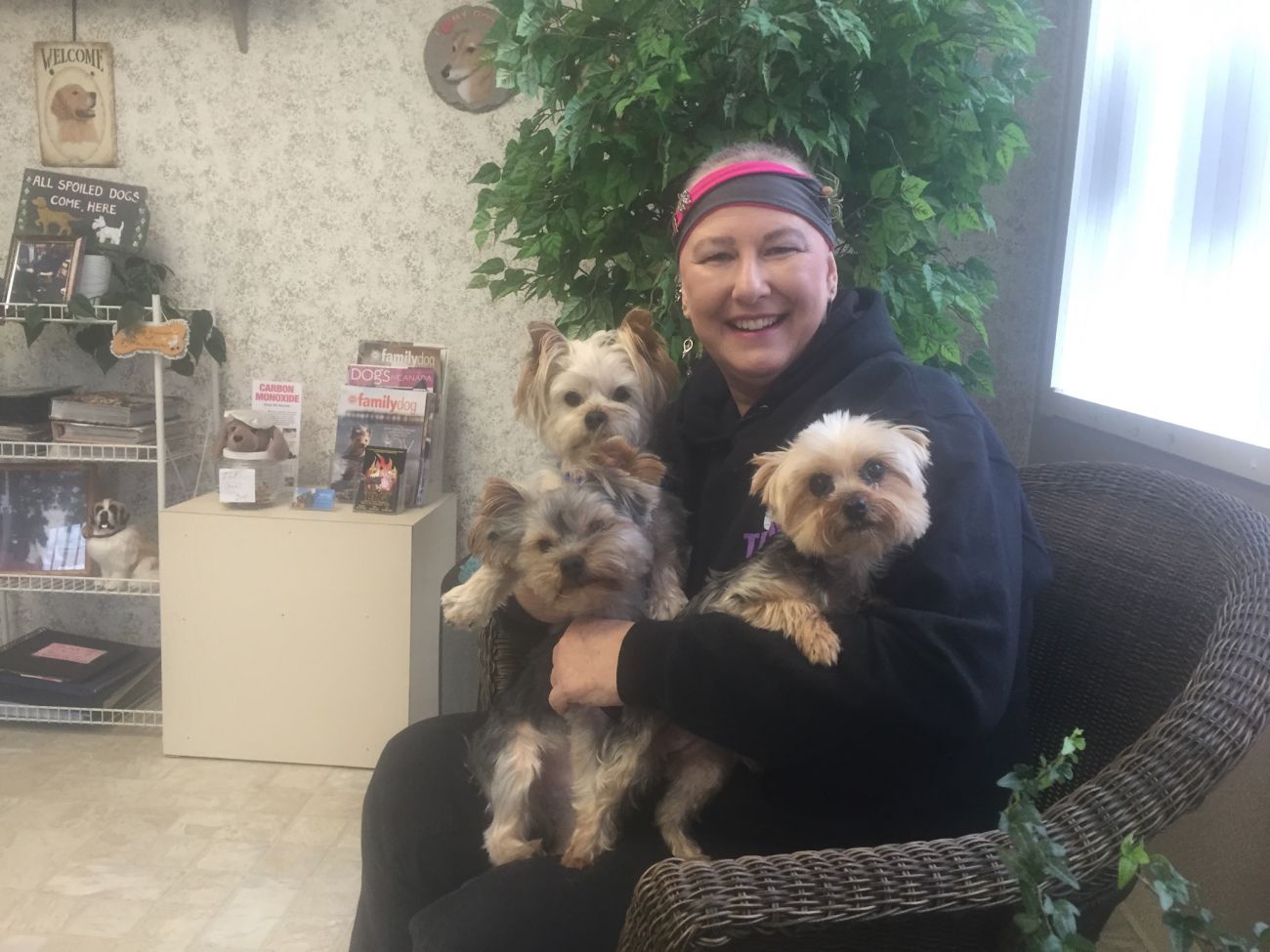 Cynthia with her supportive pups