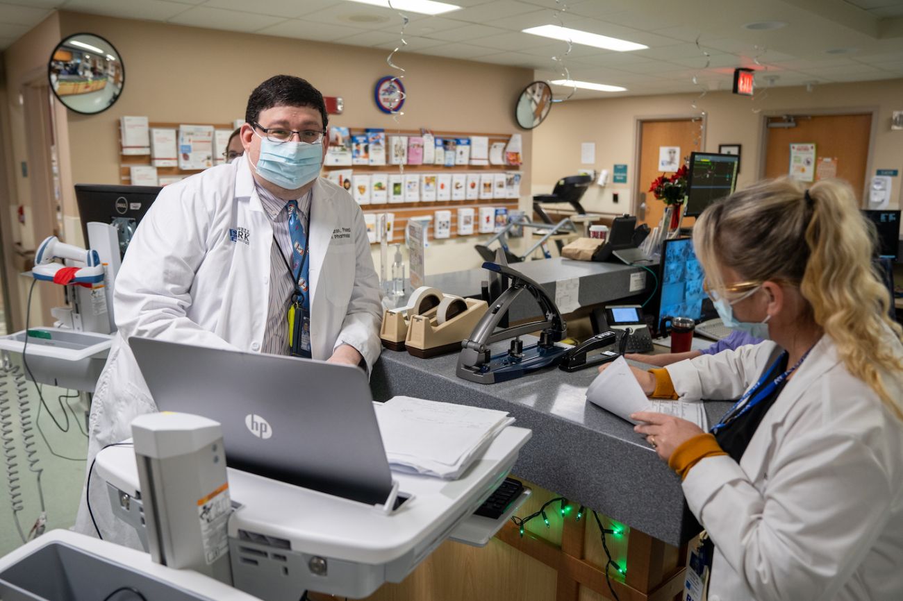 Jeffery Baron, PharmD, in leukemia clinic