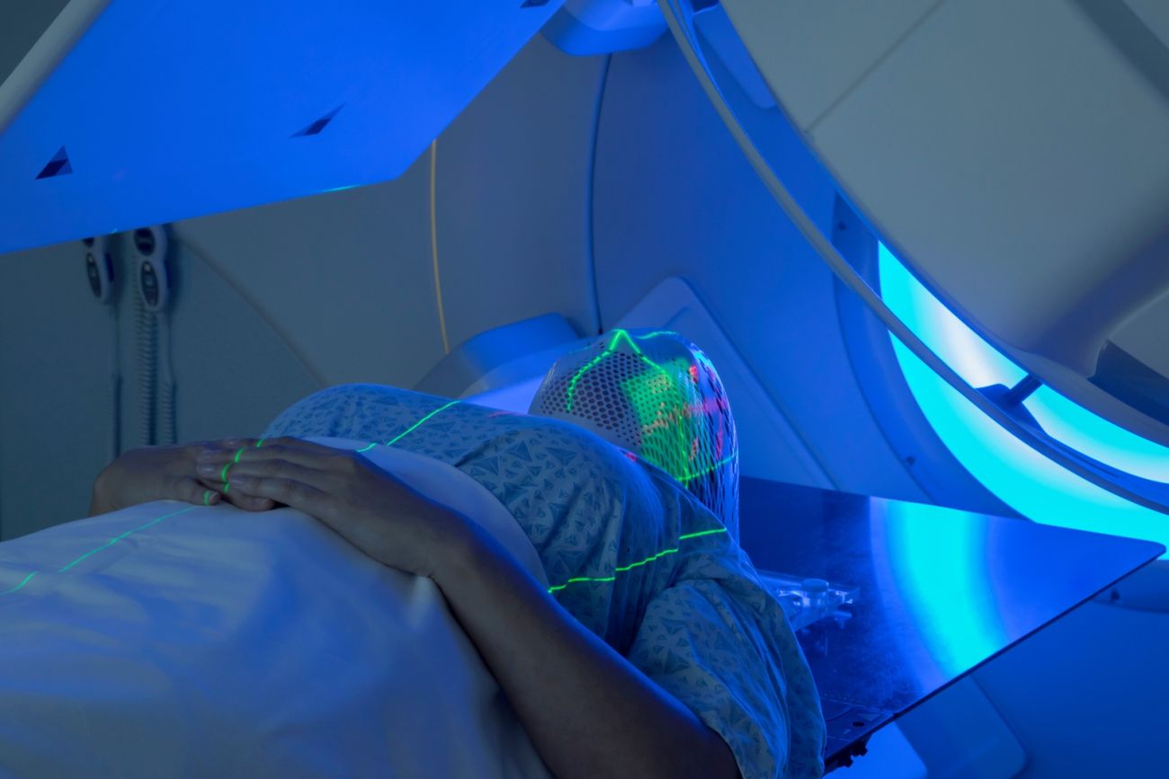 Woman receives radiation therapy for head and neck cancer