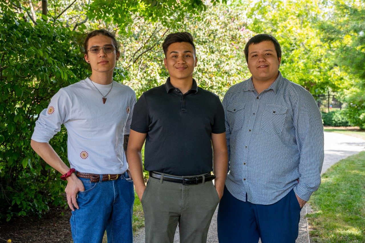Jake Maresca, left, Flint Swamp, center, and Dakota Lazore-Swan, right, spent 10 weeks working with Roswell Park experts as part of a summer research program organized through the Center for Indigenous Cancer Research. 