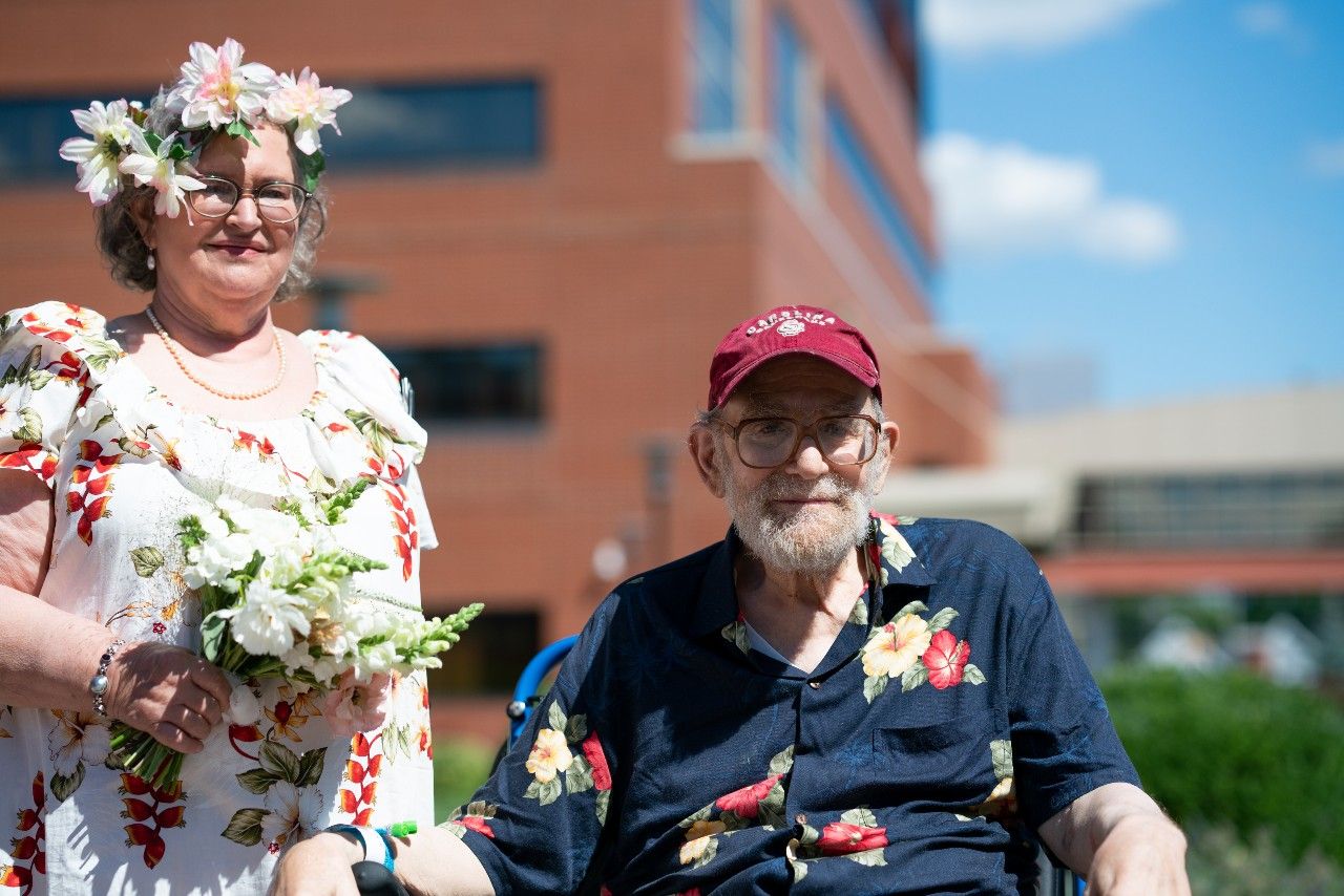 Patricia McMullen, left, and Stanley Dayan were married at Roswell Park Comprehensive Cancer Center after being together for 47 years. 