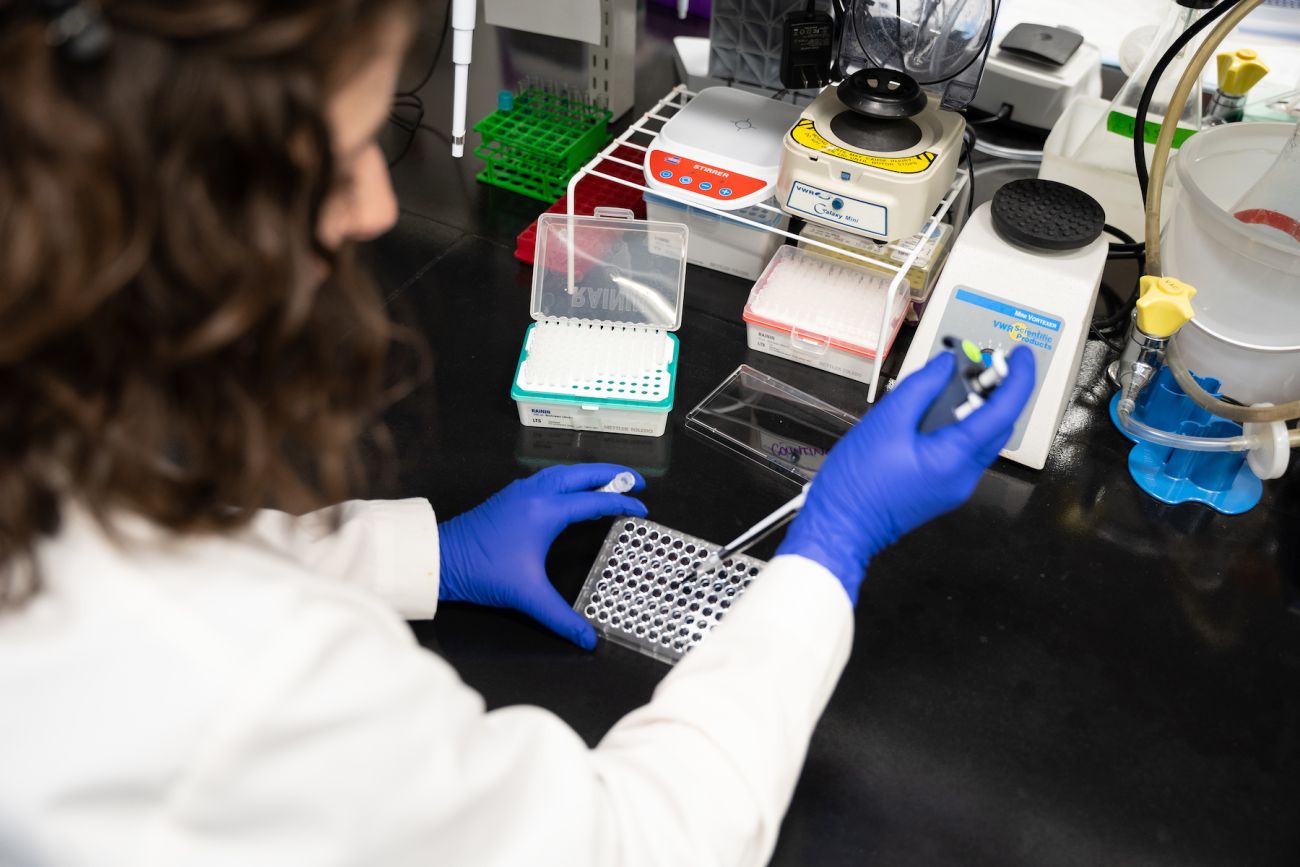 Researcher doing work in a lab