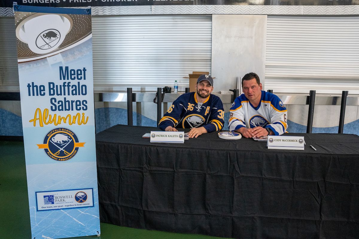 Sabres Alumni at a prostate cancer screening event