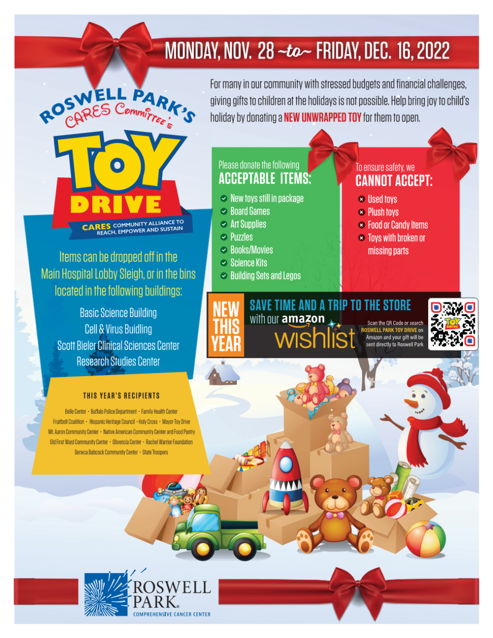 The CARES Program Annual Toy Drive Roswell Park Comprehensive Cancer Center Buffalo, NY