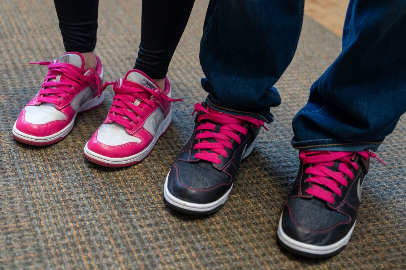 Pink sneakers for breast cancer awareness