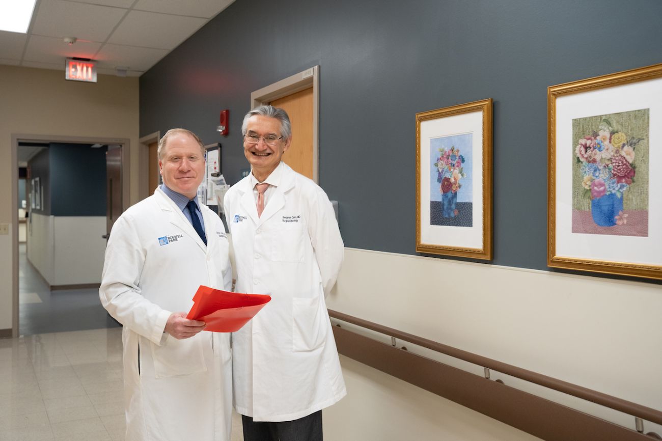 Dr. Steven Nurkin and Dr. Benjamin Calvo pose together in clinic 