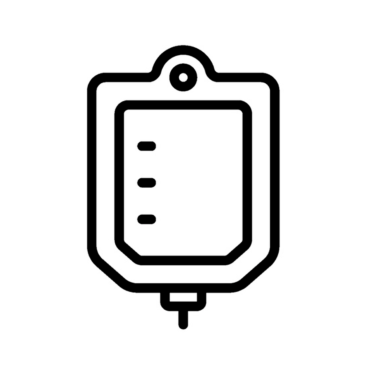 A line drawing of a bag of chemotherapy medicine 