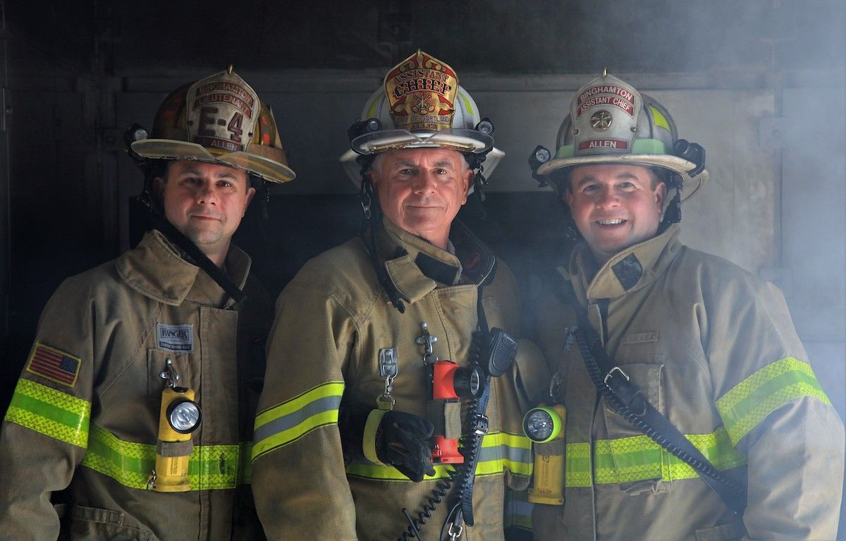 Photo of Richard with his two firefighter sons