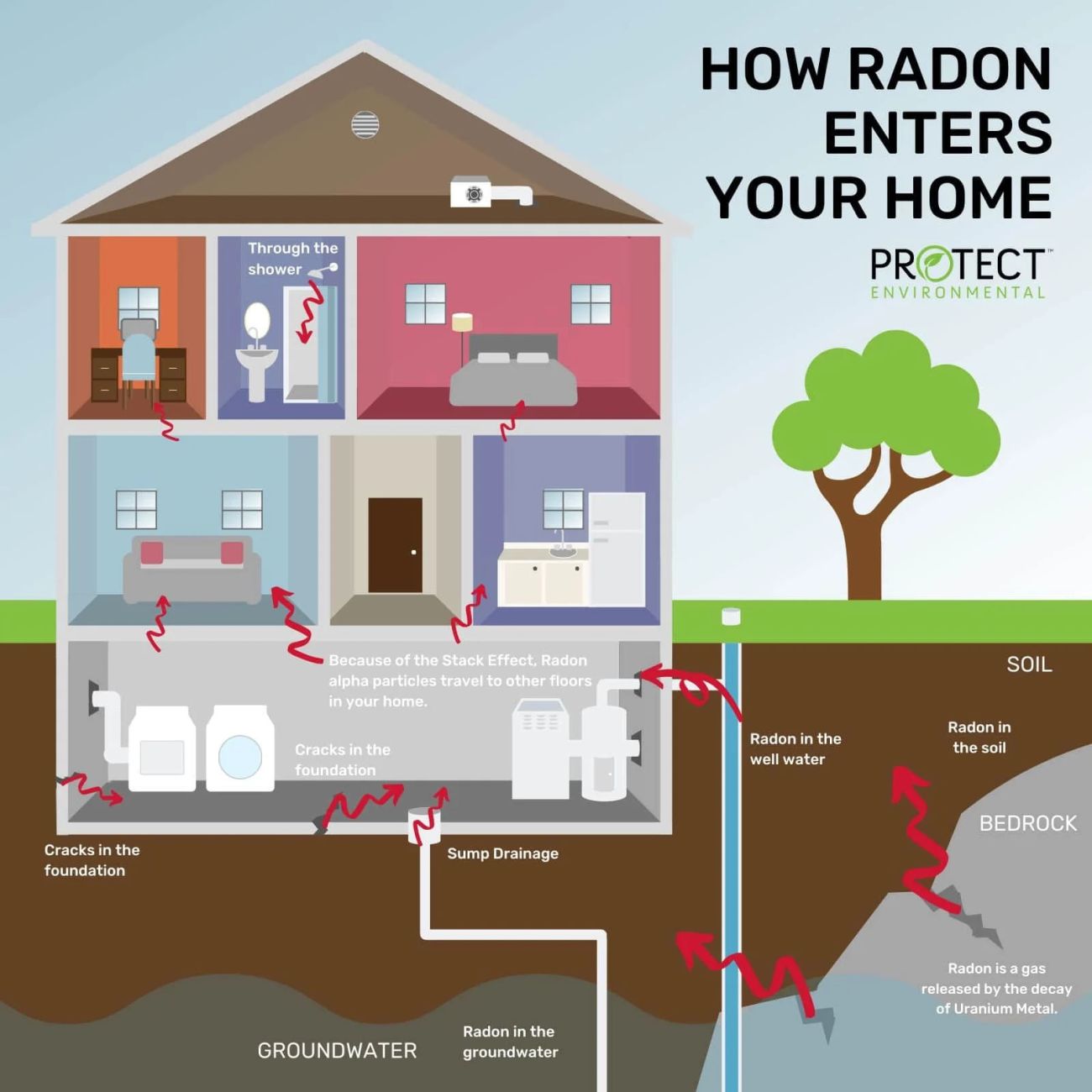 Radon in the home graphic