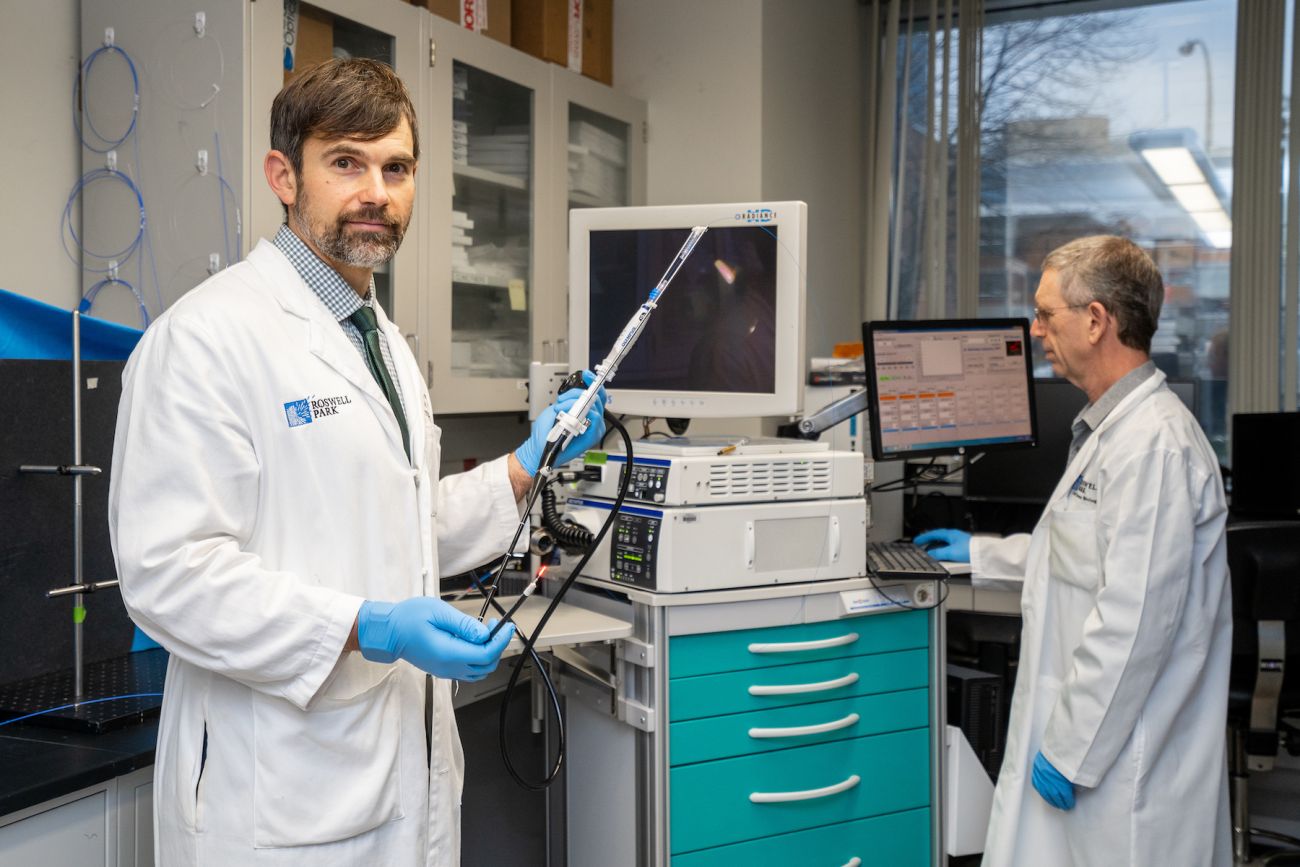 Two scientists working in a lab