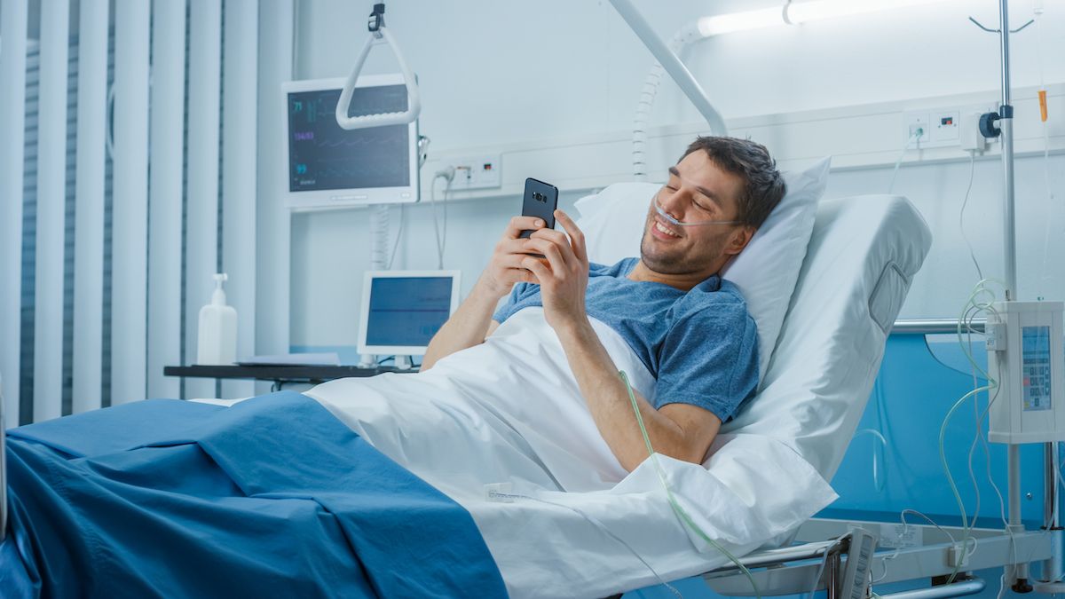 photo of inpatient using phone