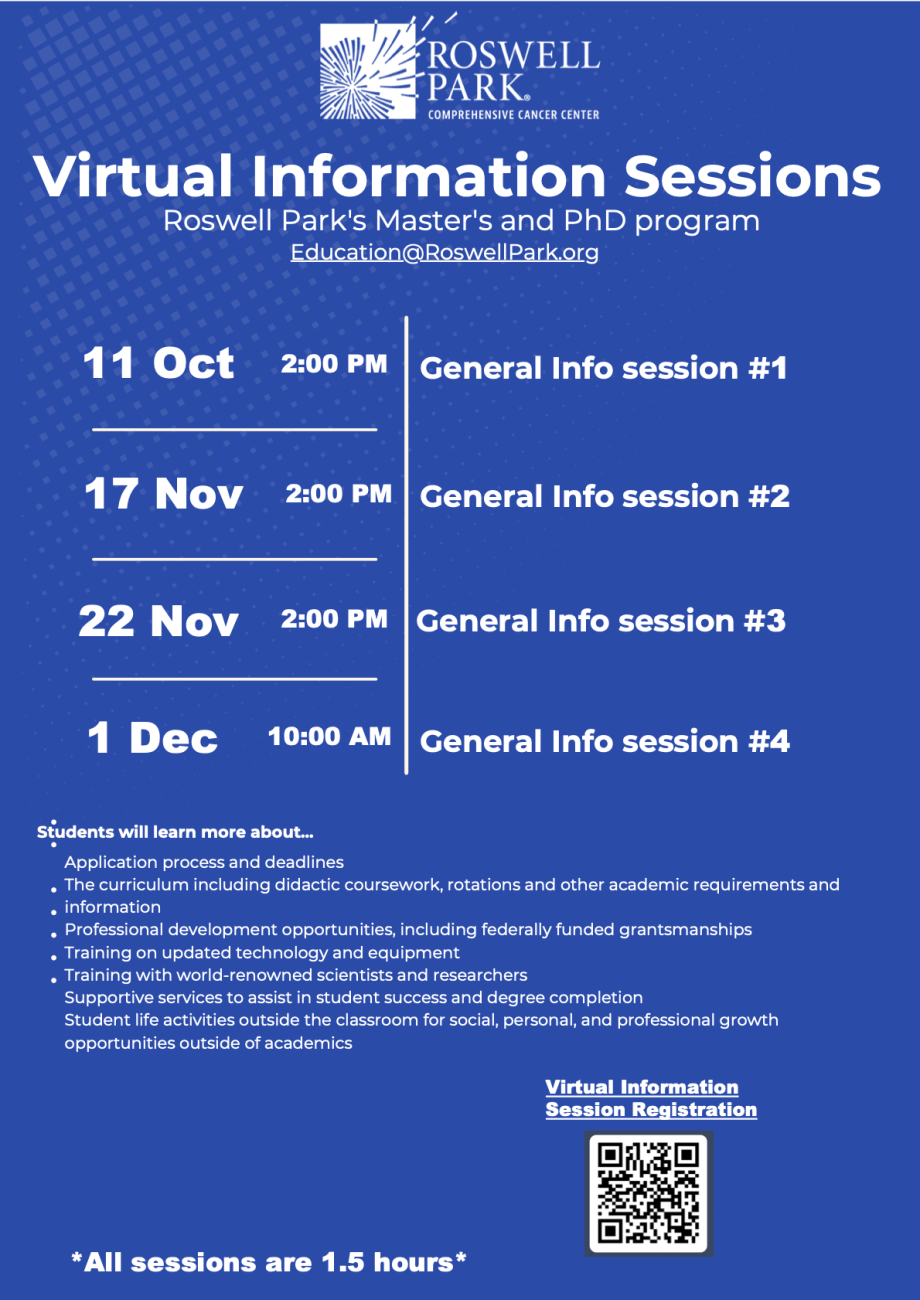 Virtual Information Sessions PhD and Master's Program invitation - Fall 2023