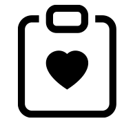 Icon of a clipboard with a heart symbol