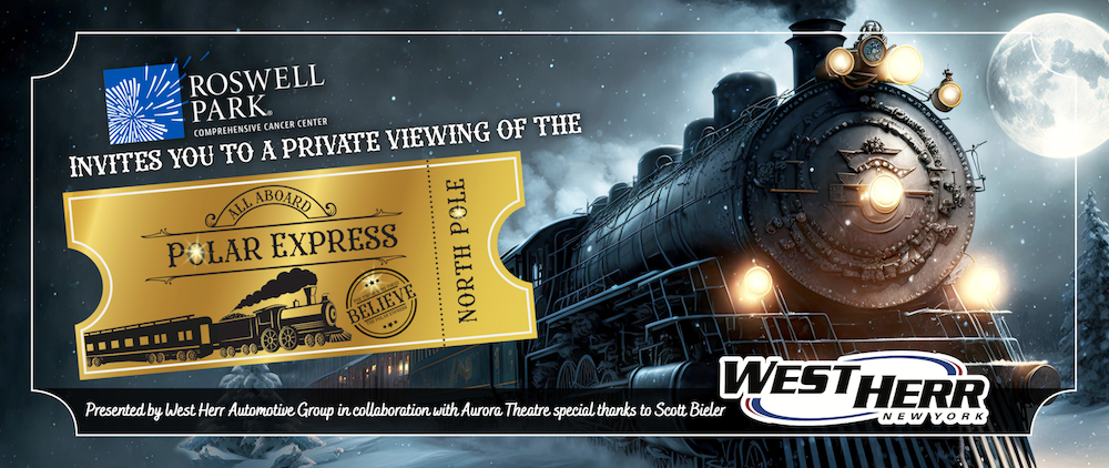 Invite to the Polar Express showing at the Aurora Theater December 2023