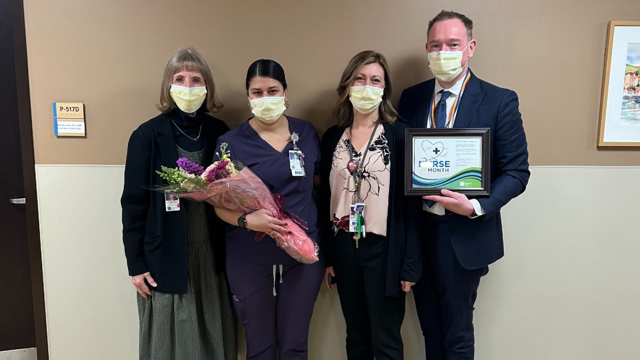 Marioly Ambrose, second from left, is the Roswell Park Nurse of the Month for February. 