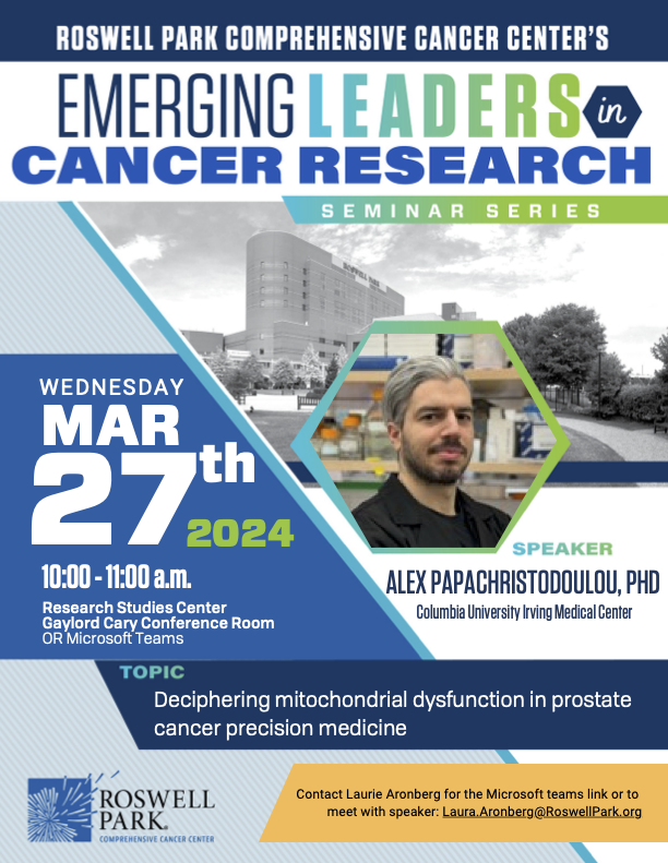 Emerging Leaders Speaker Series 2024 poster - Alex Pachristodoulou, PhD