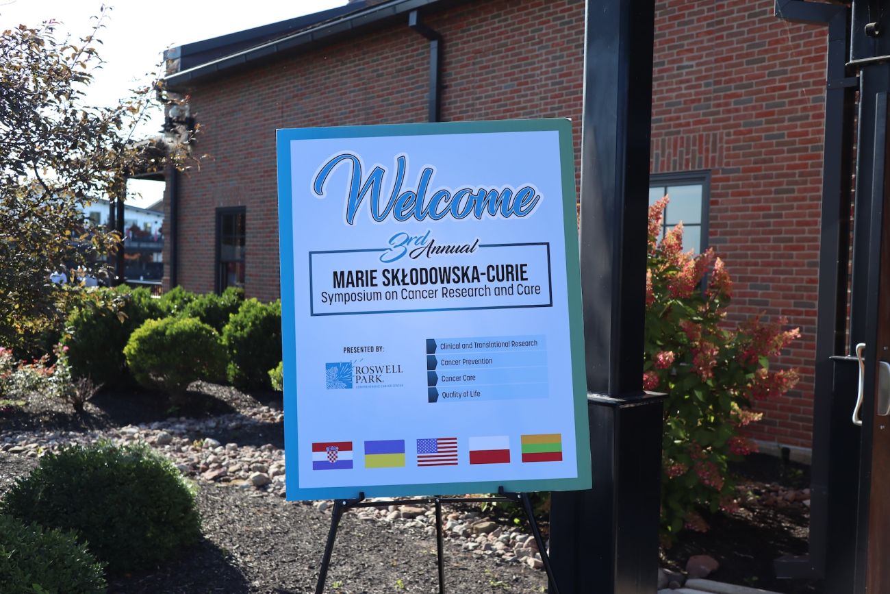Welcome sign to a research event
