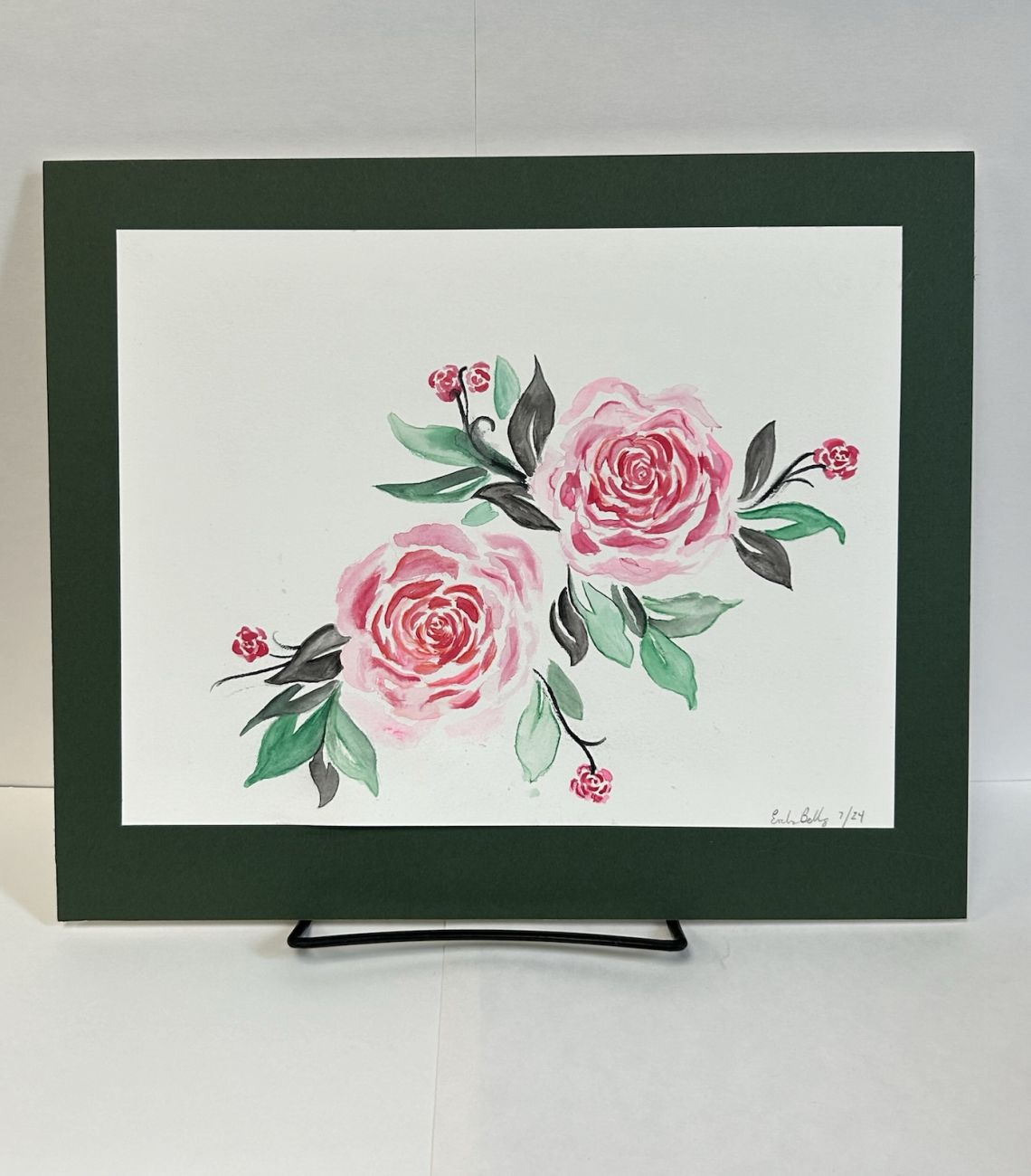 Watercolor of a rose made in the Art Heals studio