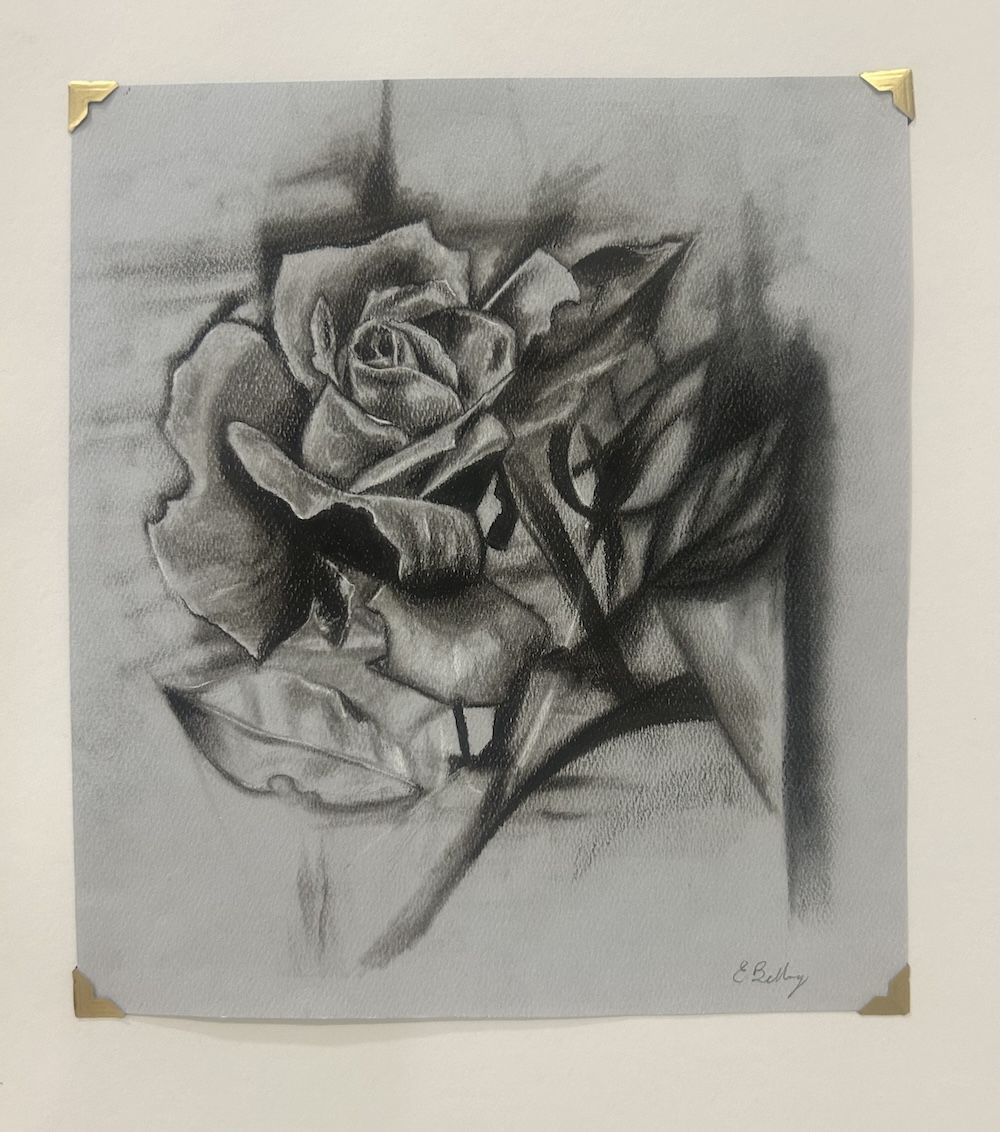 Drawing of a rose in the Art Heals Studio