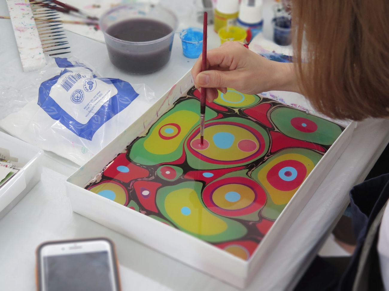 Marbling art technique in the Art Heals Gallery