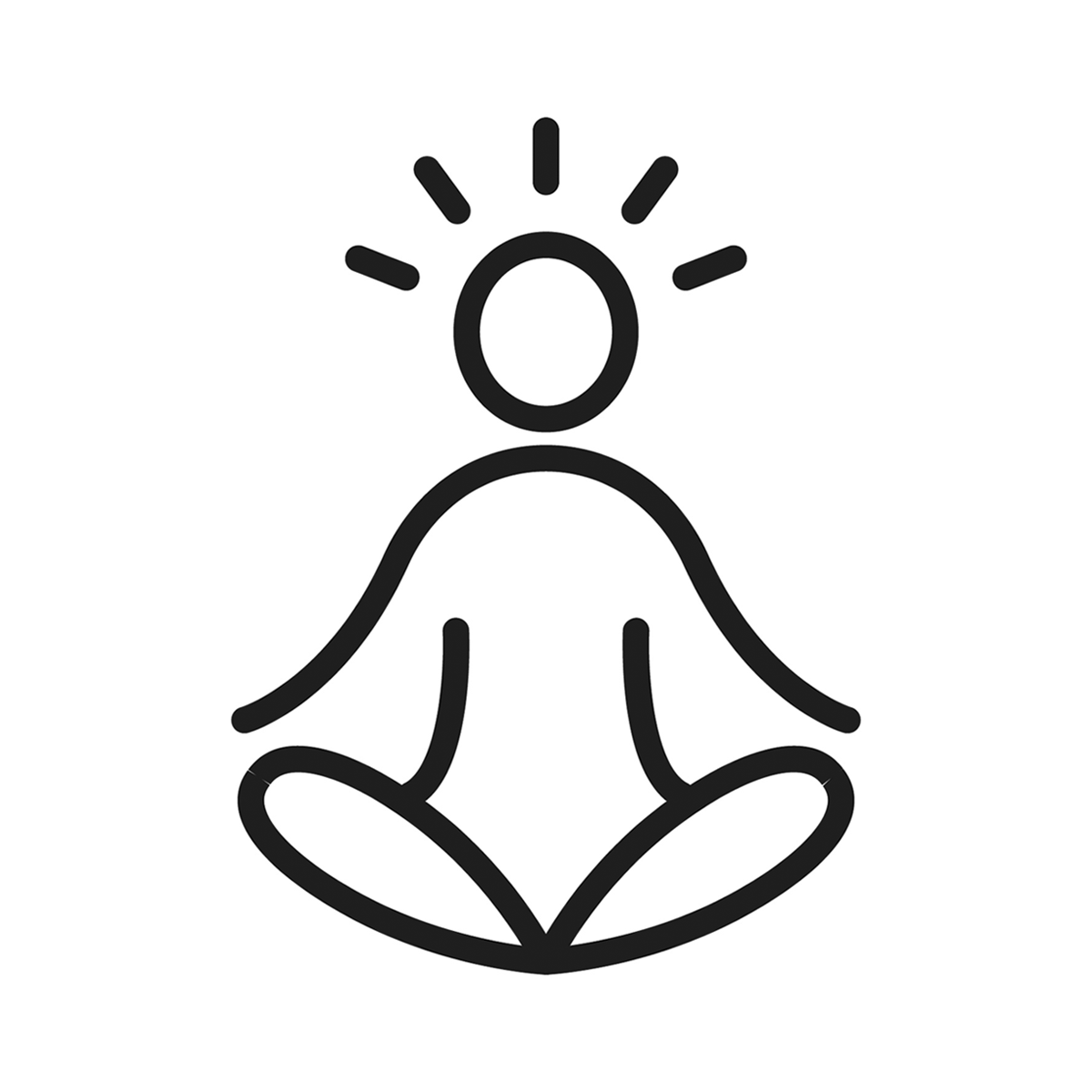 Line drawing of a person doing yoga, representing inner balance