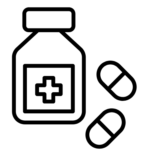 Line art Icon of pills with bottle