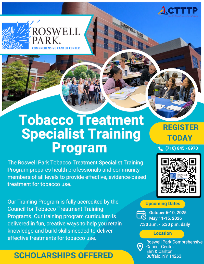 Flyers showing dates for the Tobacco Treatment Specialist program