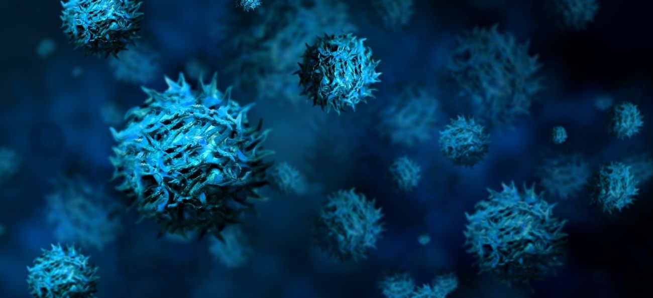 Blue cells and blue background representing cancer cells