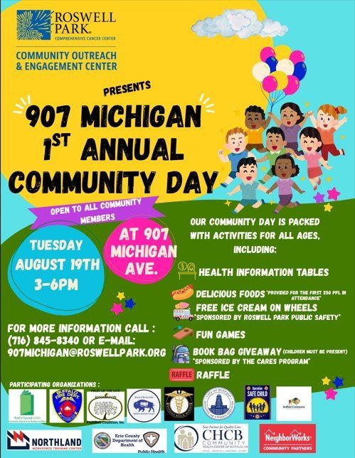 A flyer with information on Roswell Park's community day. 